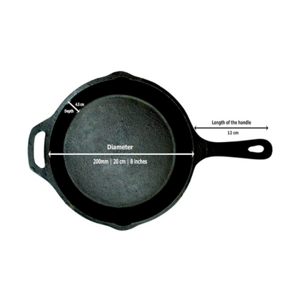 Trilonium Induction Base Cast Iron Fry Pan 20 cm Black