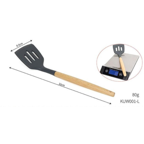 P-Plus International Silicone Cooking Utensils Heat Resistant Wooden Handles Kitchen Gadgets Tools Black