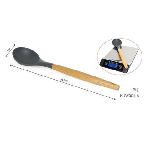 P-Plus International Silicone Cooking Utensil Heat Resistant Wooden Handles Kitchen Gadgets Tools Black