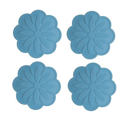 P-Plus International Silicone Pot Holders Mat Jar Opener Spoon Rest Kitchen (Pack of 4 Peacock)