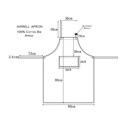 Airwill Cotton Solid Color Aprons Sized 65cm in Width & 80cm in Length