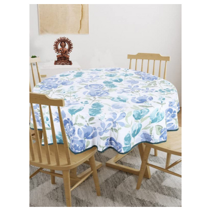 Texstylers Pink White Cotton Floral Round 4 Seater 48 Inches Diameter Center Coffee Table Cloth