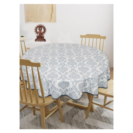 Texstylers Cotton Round Pack of 1 Blue Abstract 4 Seater Dining Table Cloth Cover 56 Diameter