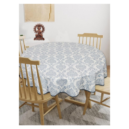 Texstylers Cotton Round Pack of 1 Blue Abstract 4 Seater Dining Table Cloth Cover 56 Diameter