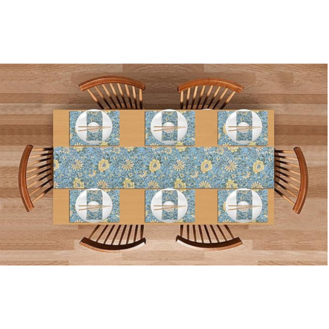 Texstylers Pure Cotton Block Printed Jaipuri Placemats Napkins and Table Runner Set