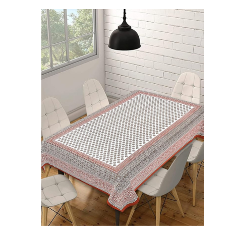 Texstylers Cotton Rectangular Pack of 1 Brown 60x90 Inches 6 Seater Dining Table Cloth Cover (Mehndi Brown)
