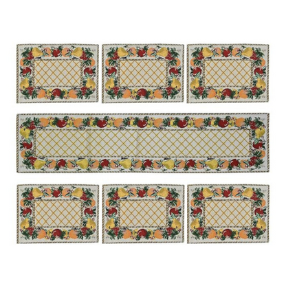 Galaxy Home Decor Dining Table 6 Table Mats with Runner (Mat 13x18 inches and Runner 13x54 inches) Cotton Mat