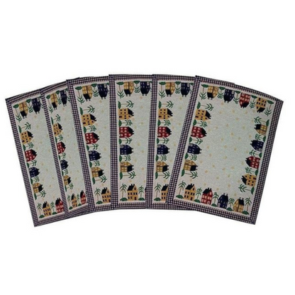 Galaxy Home Decor Fabric Dining Table Runner with 6 Mats Hut