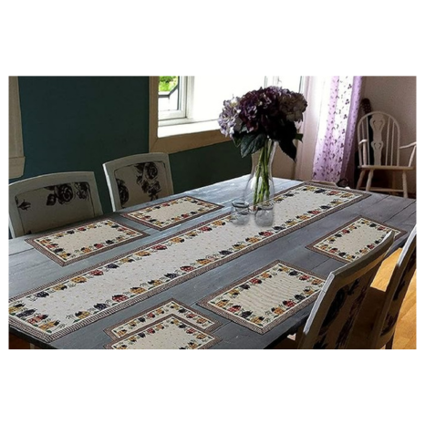 Galaxy Home Decor Fabric Dining Table Runner with 6 Mats Hut