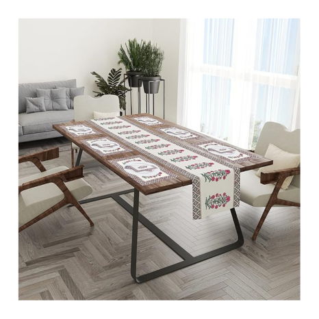 Blocks Of India Cotton Hand Block Printed Table Runner for Center Dining Table Runner Napkin Set 12