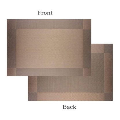P-Plus International Washable PVC Vinyl Heat Resistant Dinner Table Mats Placement Set of 2 (Brown)