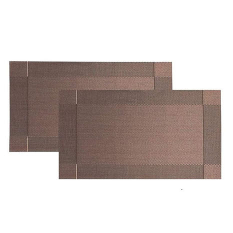 P-Plus International Washable PVC Vinyl Heat Resistant Dinner Table Mats Placement Set of 2 (Brown)