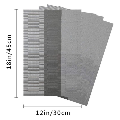 Leeonz PVC Vinyl Heat Resistant Placemats Set of 8 Dining Table Mats Grey-Black PLC01-C