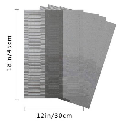 Leeonz PVC Vinyl Heat Resistant Placemats Set of 8 Dining Table Mats Grey-Black PLC01-C