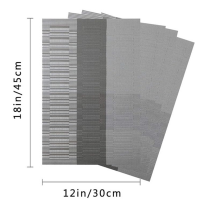 Leeonz PVC Vinyl Heat Resistant Placemats Set of 4 Dining Table Mats Grey-Black PLC01-C
