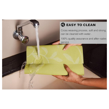Leeonz PVC Reversible Vinyl Washable Table Mats for Dining Table Set of 8 Placemats Green PLC03-D