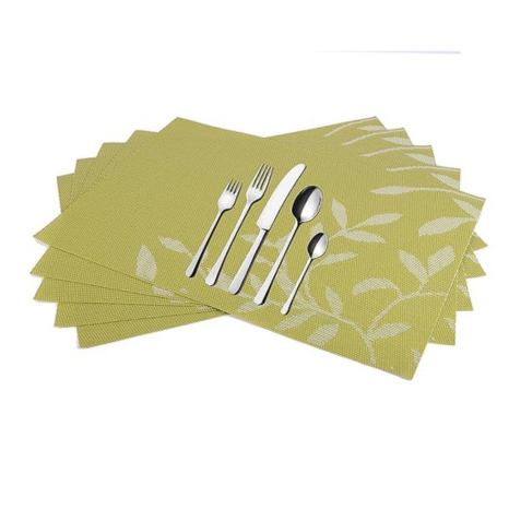 Leeonz PVC Reversible Vinyl Washable Table Mats for Dining Table Set of 8 Placemats Green PLC03-D