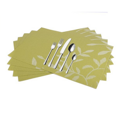 Leeonz PVC Reversible Vinyl Washable Table Mats for Dining Table Set of 8 Placemats Green PLC03-D