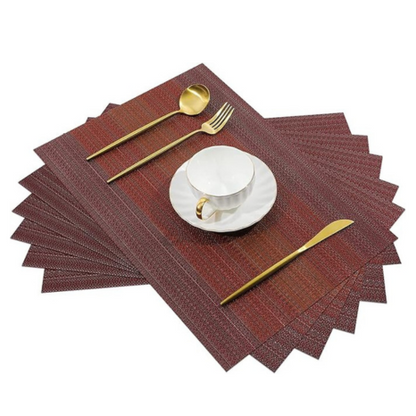 Leeonz Easy to Clean Non-Slip Heat Resistant Dining Table Mats Ombre Red Set of 6pcs