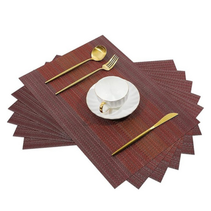 Leeonz Easy to Clean Non-Slip Heat Resistant Dining Table Mats Ombre Red Set of 4pcs