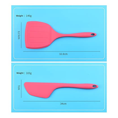 P-Plus International 2 Pieces Silicone Pancakes Shovel Wide Spatula Turner Red