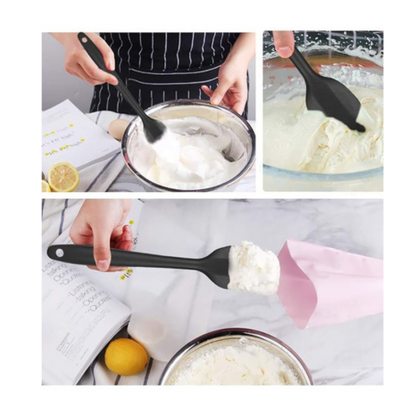 P-Plus International Silicone Spatula Set 2-pcs 446 F Heat Resistant Baking Spoon Black