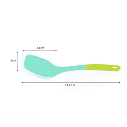 P-Plus International Heat Resistant Silicone Slotted Cooking Turner Non Stick Green