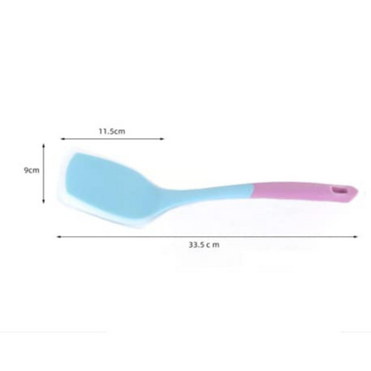 P-Plus International Heat Resistant Silicone Slotted Cooking Turner Non Stick Pack of 2 Blue