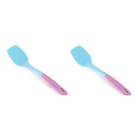 P-Plus International Heat Resistant Silicone Slotted Cooking Turner Non Stick Pack of 2 Blue