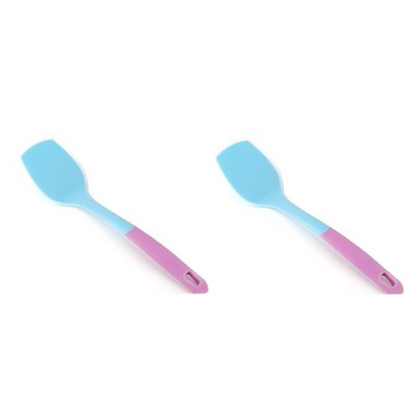 P-Plus International Heat Resistant Silicone Slotted Cooking Turner Non Stick Pack of 2 Blue