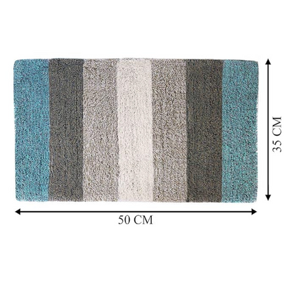The Home Talk Cotton Stripes Bathmats Water Absorbent Runners Floor Mats Non-Slip Pack of 2  Beige Turquoise
