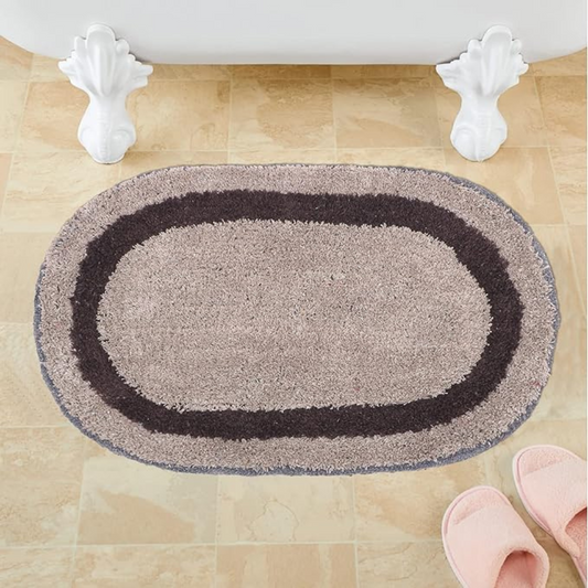 The Home Talk Cotton Bathmats Water Absorbent Floor Mats Pack Of 2 Brown Oval