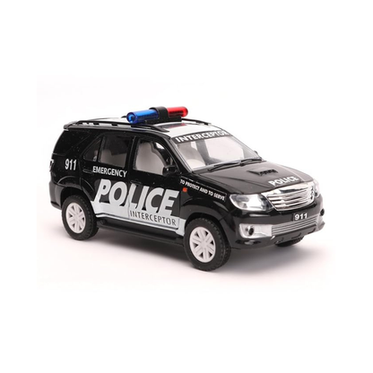 Centy Toys Plastic Police Interceptor Fortune Pull Back Car Kid Black