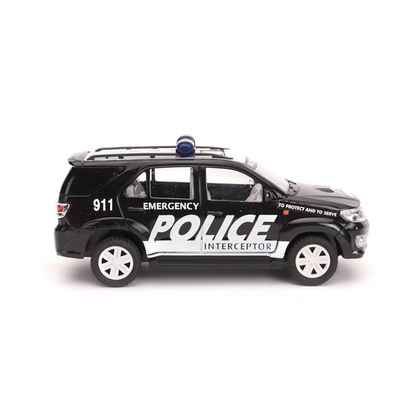 Centy Toys Plastic Police Interceptor Fortune Pull Back Car Kid Black