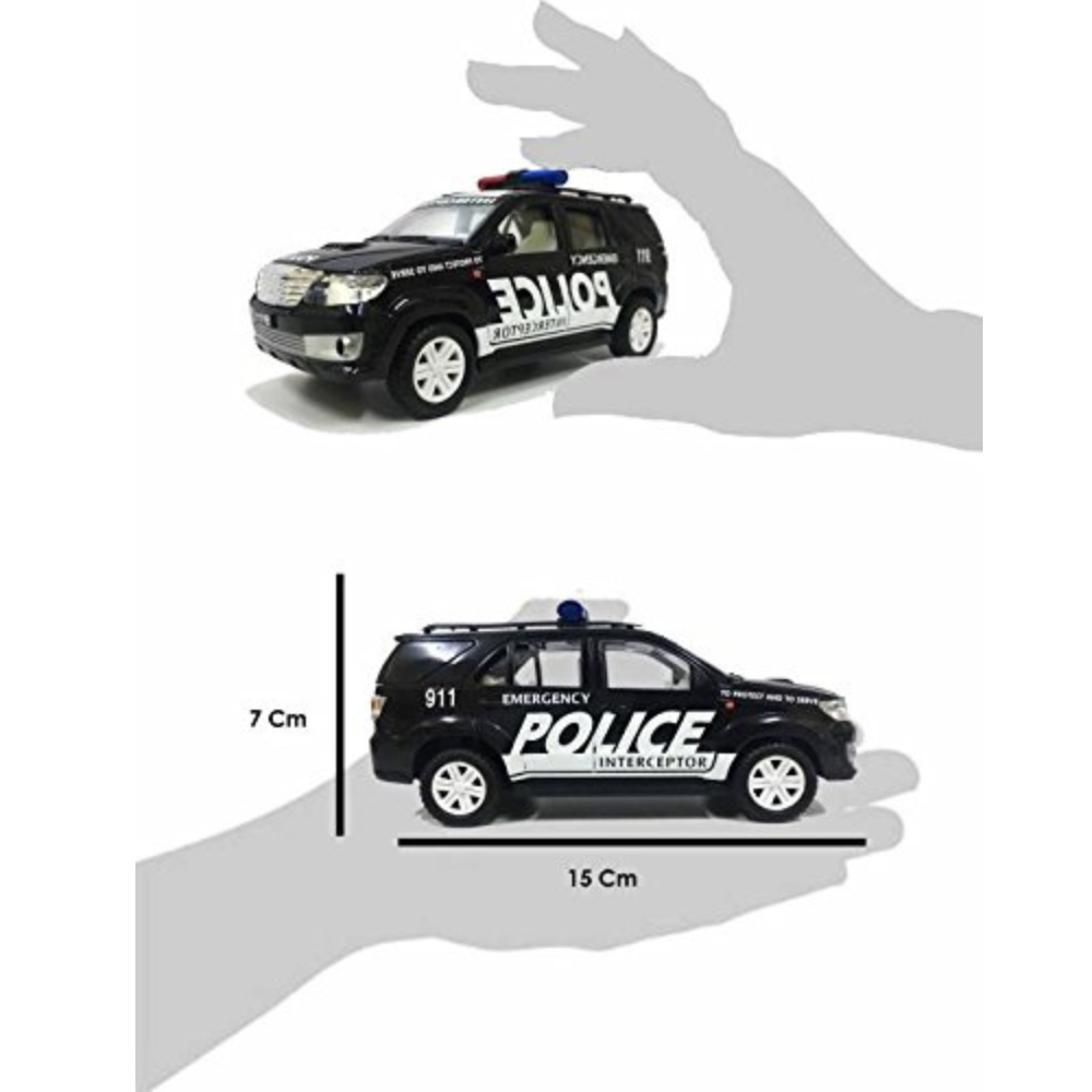 Centy Toys Plastic Police Interceptor Fortune Pull Back Car Kid Black