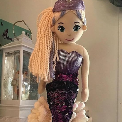 Tickles Mermaid Princess Soft Doll with Sparkly Sequin Tail & Bow Hair for Kids 45 cm