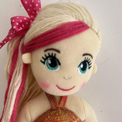 Tickles Mermaid Princess Soft Doll with Sparkly Sequin Tail & Bow Hair for Kids 45 cm