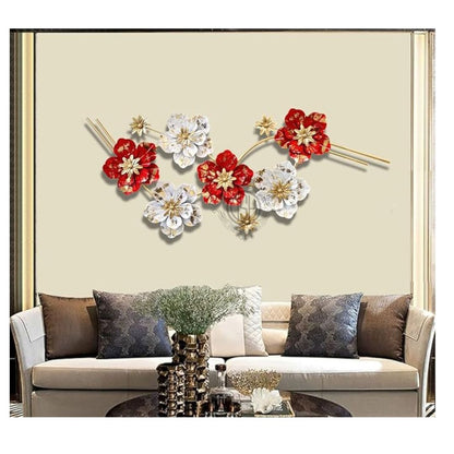 DSH Crafting Your Curiosity Metal Handcrafted Wall Sculpture Wall Art Multicolor 48.03 Inch S Flower Red