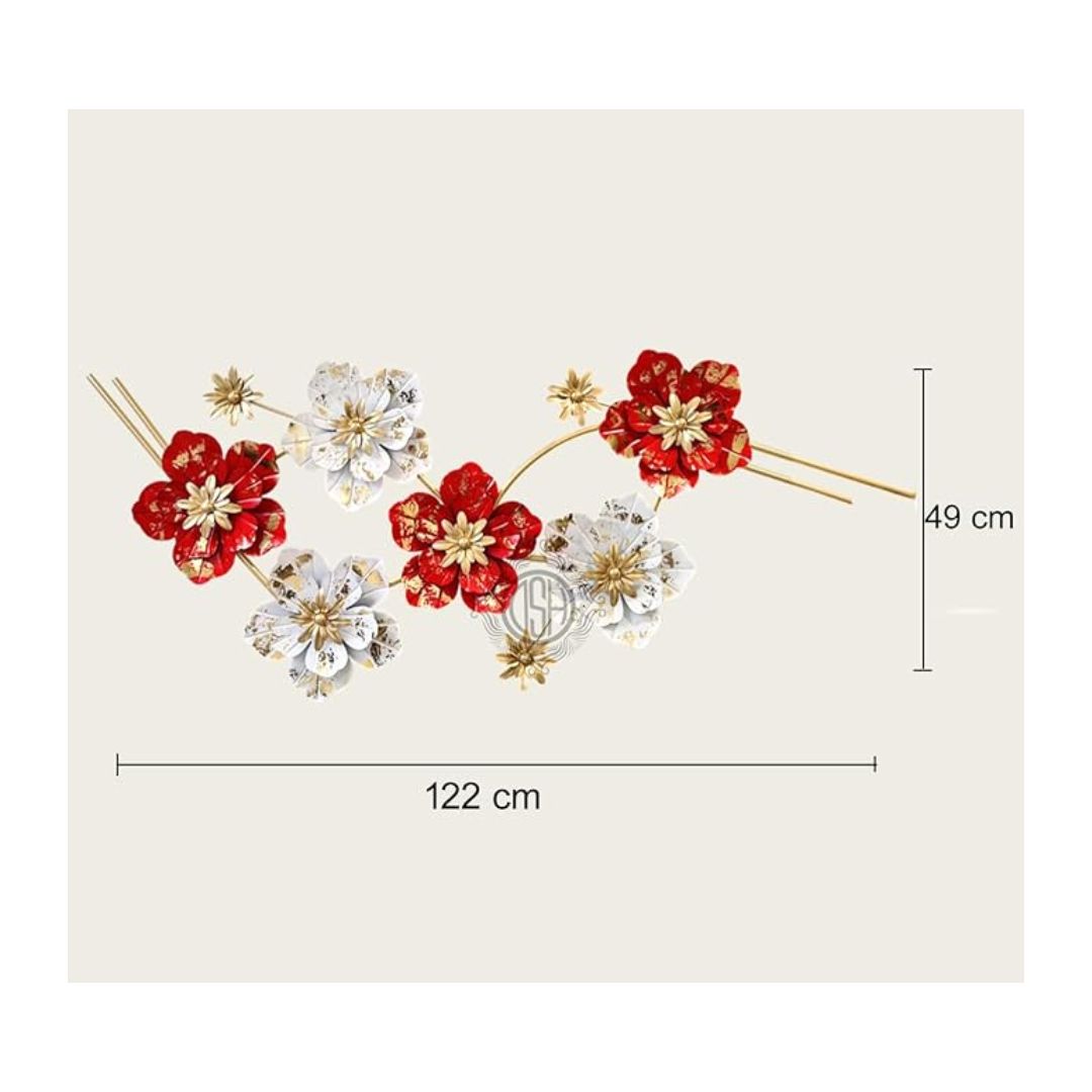 DSH Crafting Your Curiosity Metal Handcrafted Wall Sculpture Wall Art Multicolor 48.03 Inch S Flower Red