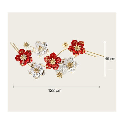DSH Crafting Your Curiosity Metal Handcrafted Wall Sculpture Wall Art Multicolor 48.03 Inch S Flower Red
