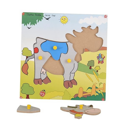 Skillofun Wooden Theme Puzzle Standard Cow Knobs Multi Color