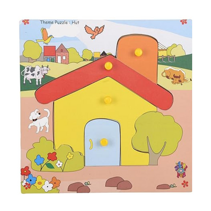 Skillofun TPS-21 Wooden Theme Puzzle Standard Hut Knobs Multi Color