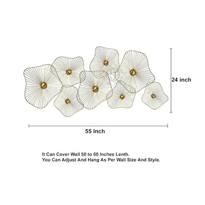 DSH Crafting Your Curiosity Metal Wall Art Set of 8 Pcs Wall Hanging Arts Gold Flowers
