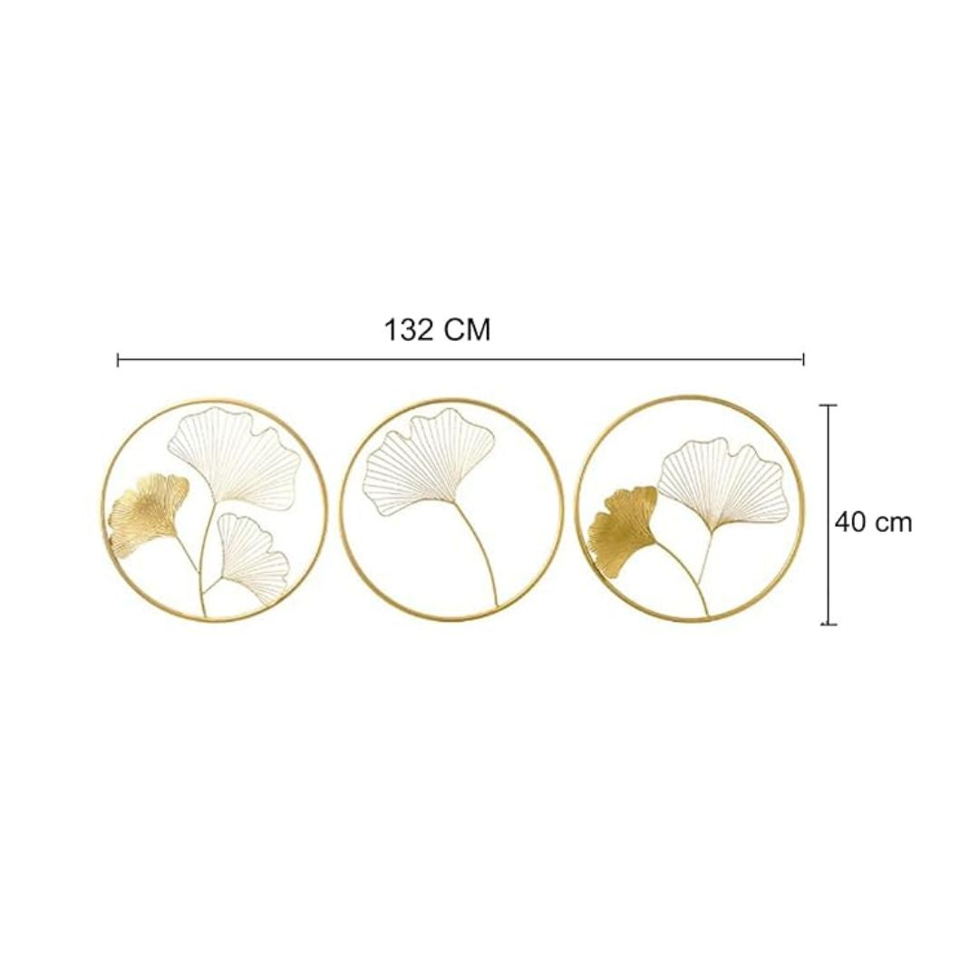 DSH Crafting Your Curiosity Metal Round Shaped Beautiful Leaf Wall Decor Wall Arts Ring Gold