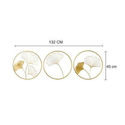 DSH Crafting Your Curiosity Metal Round Shaped Beautiful Leaf Wall Decor Wall Arts Ring Gold