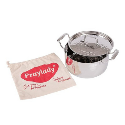 Praylady Stainless Steel Handi Casserole Without Handle 3 Ply Base Cooking Pot 22 cm Silver