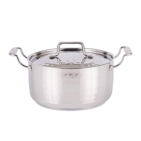 Praylady Stainless Steel Handi Casserole Without Handle 3 Ply Base Cooking Pot 22 cm Silver