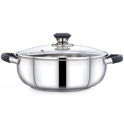 Praylady Stainless Steel 3 Ply Base Kadai with Glass Lid Ecstasy Series Dia 24cm 3.0L