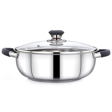 Praylady Stainless Steel 3 Ply Base Kadai with Glass Lid Ecstasy Series Dia 22cm 2.5L