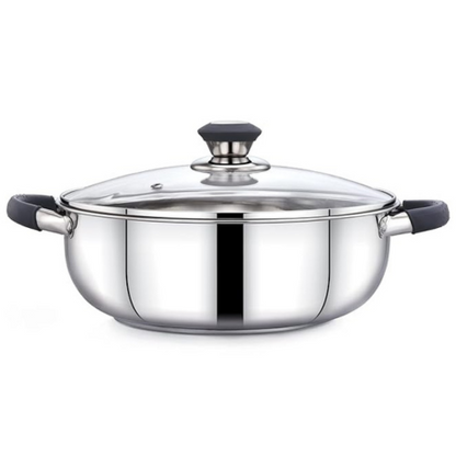Praylady Stainless Steel 3 Ply Base Kadai with Glass Lid Ecstasy Series Dia 22cm 2.5L